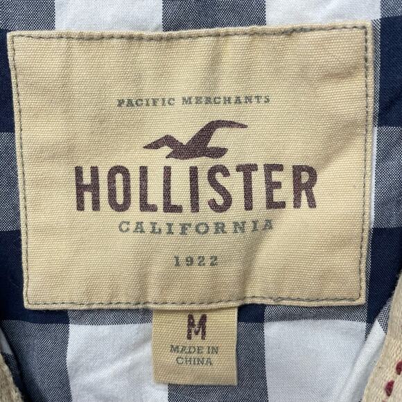 HOLLISTER BUTTON DOWN LONG SLEEVE SNAP SHIRT PLAID CHECK BLUE WHITE PLAID MEDIUM - Picture 5 of 8